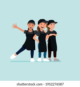 Group of happy female workers