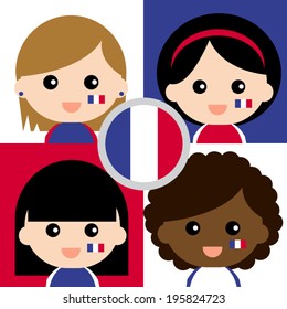 Group of happy France's supporters 