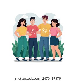 Group happy friends enjoying friendship day vector