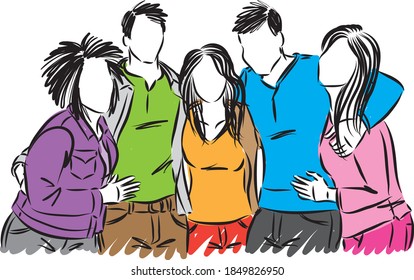 Group Students Friends Vector Illustration Stock Vector (Royalty Free ...