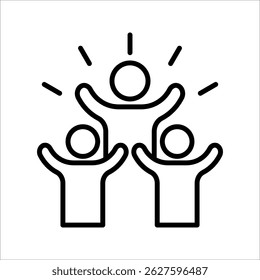 group happy icon, line design Symbol isolated white background. vector illustration. color editable.
