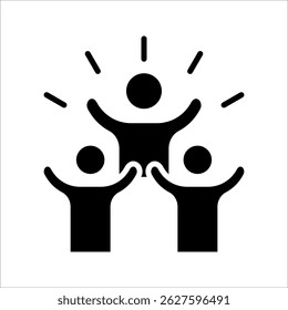 group happy icon, line design Symbol isolated white background. vector illustration. color editable.