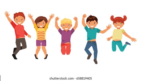 Young Happy Group Jumping People Concept Stock Vector (Royalty Free ...