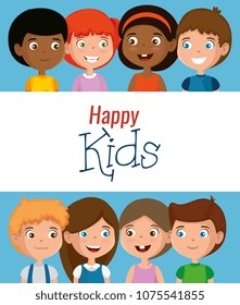 group of happy kids characters