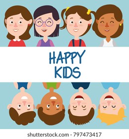 group of happy kids characters
