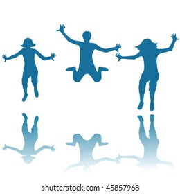 Group of happy kids jumping