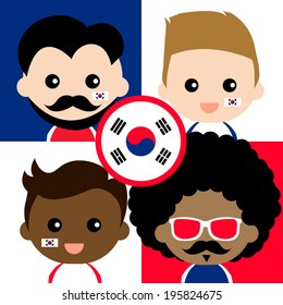 Group of happy Korea's supporters 