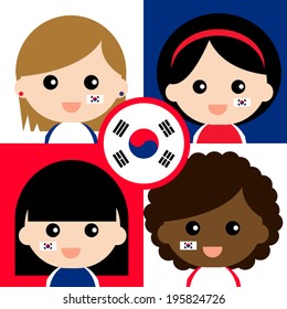 Group of happy Korea's supporters 
