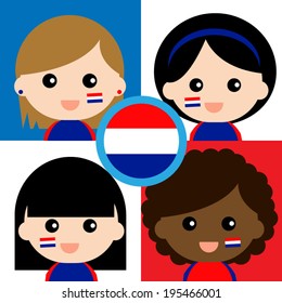 Group of happy Netherlands' supporters 