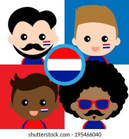 Group of happy Netherlands' supporters 