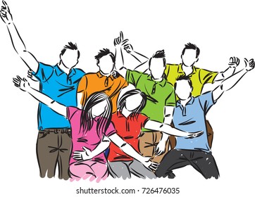 group of happy people celebration vector illustration