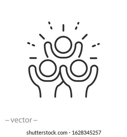 group happy people icon, party friends, joy expression feeling, thin line web symbol on white background - editable stroke vector illustration eps10 - Shutterstock ID 1628345257