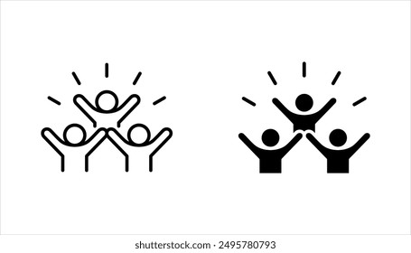 group happy people icon set, party friends, joy expression feeling, vector illustration on white background