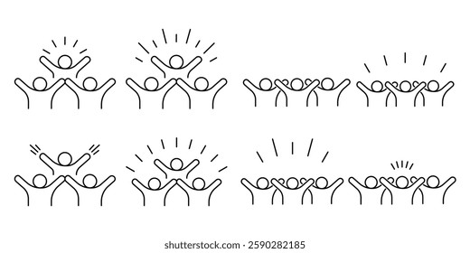 Group Happy people icon Set. Simple solid style. Group Happy people Vector Icon in line style design. Group Happy people Symbol. Vector illustration.
