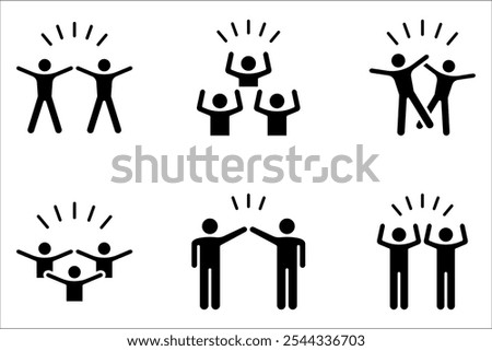 group happy people icon set, party friends on white background