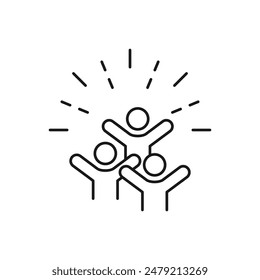 Group happy people icons. Joy expression feeling symbol, party friends sign, happy work friends, vector illustration