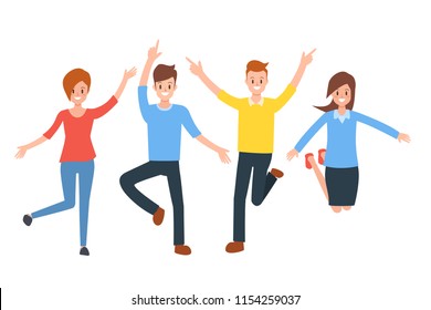 Group Happy People Jumping Enjoy Life Stock Vector (royalty Free 