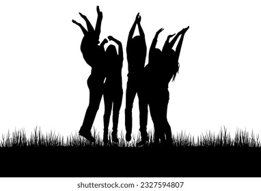 Group of happy people silhouette. Celebration element illustration. Fit for element, background, banner, backdrop, cover. Vector Eps 10