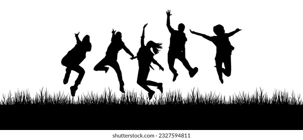 Group of happy people silhouette. Celebration element illustration. Fit for element, background, banner, backdrop, cover. Vector Eps 10