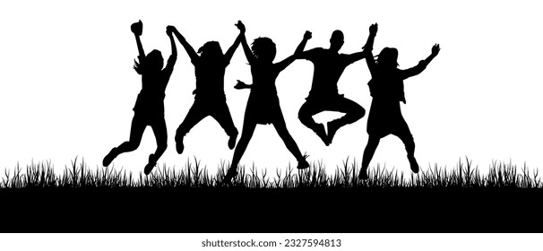 Group of happy people silhouette. Celebration element illustration. Fit for element, background, banner, backdrop, cover. Vector Eps 10