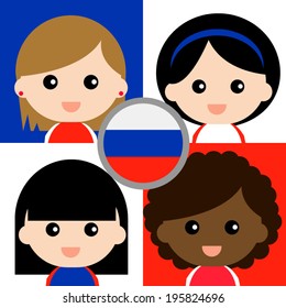 Group of happy Russia's supporters 