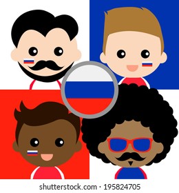 Group of happy Russia's supporters 