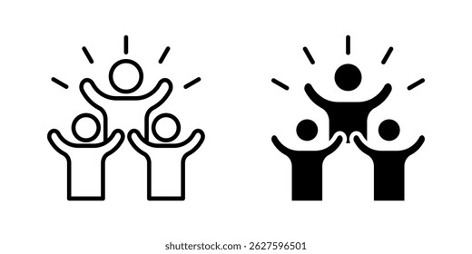 group happy set icon, line design Symbol isolated white background. vector illustration. color editable.