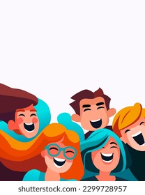 Group of happy smiling people on white background. Vector illustration