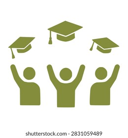 Group of Happy Students Throwing Graduation Caps in Air