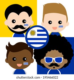 Group of happy Uruguay's supporters 