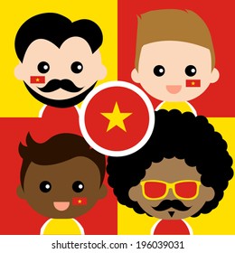 Group of happy Vietnam's supporters 