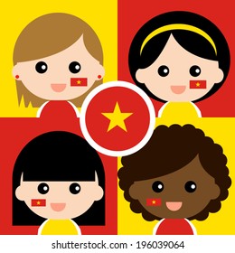 Group of happy Vietnam's supporters 