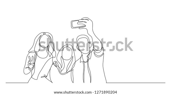 Group Happy Young Friends Making Selfie Stock Vector Royalty Free