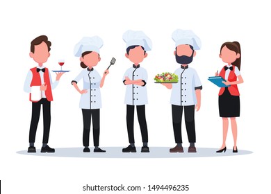 Group of head chefs, man and woman chefs. Flat design people characters.