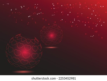 Group of heart in ball shape on dark background.