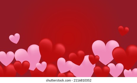 group of heart on red background with copy space. love and care decorative graphic design concept. vector illustration