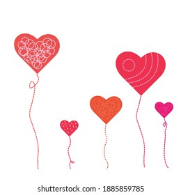 a group of heart shaped ballon on white background, vecot illustration