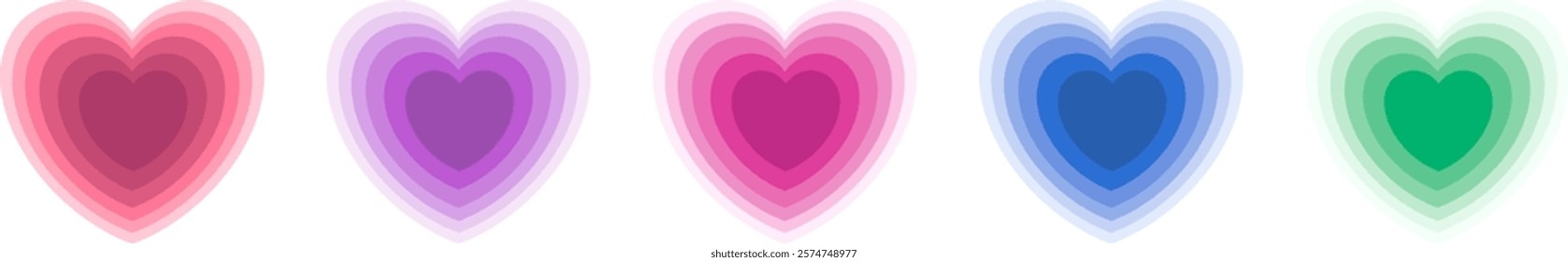 
Group of hearts in different colours for Valentine's Day , vector graphics.
