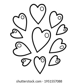 Group hearts icon. Hand drawn and outline illustration of Group hearts vector icon for web design