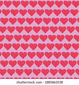 un grupo de corazones como patrón diagonal transparente en el fondo rosado