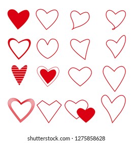 Group of Hearts.Red hearts vector for valentines's day