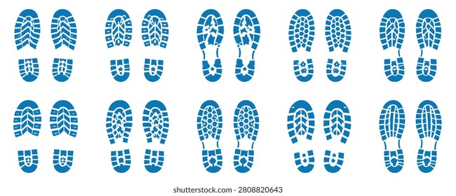 Group of heavy duty footmark rough industrial look, for active navigation.