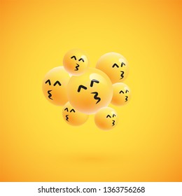 Group of high detailed yellow emoticons, vector illustration