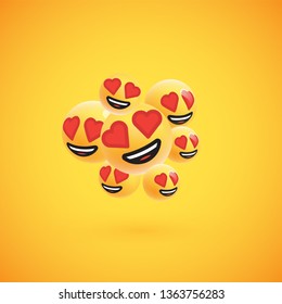 Group of high detailed yellow emoticons, vector illustration