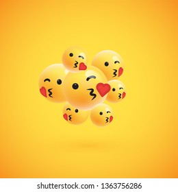 Group of high detailed yellow emoticons, vector illustration