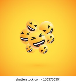 Group of high detailed yellow emoticons, vector illustration