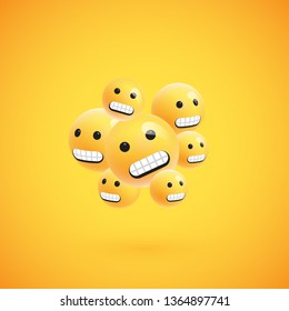 Group of high detailed yellow emoticons, vector illustration