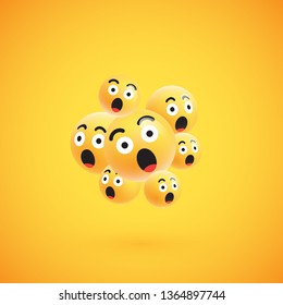 Group of high detailed yellow emoticons, vector illustration
