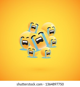 Group of high detailed yellow emoticons, vector illustration