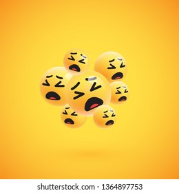 Group of high detailed yellow emoticons, vector illustration
